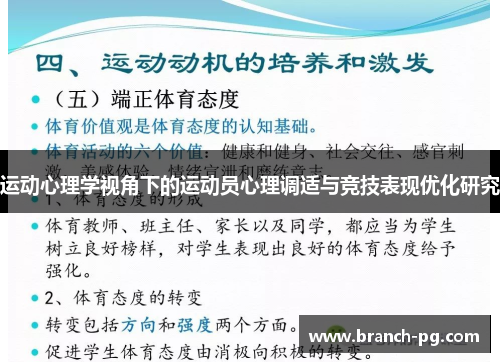 运动心理学视角下的运动员心理调适与竞技表现优化研究